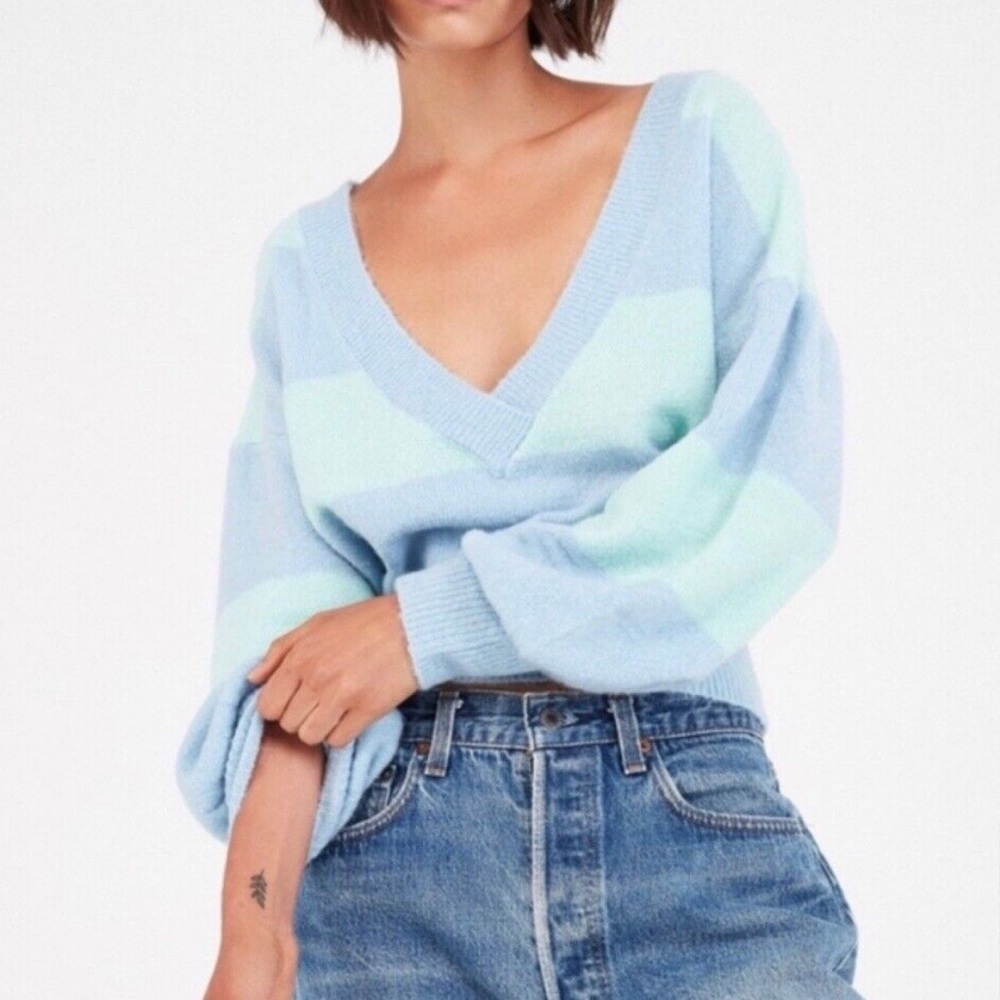 For Love and Lemons Knitwear Lauryn Colourblock V Neck Sweater